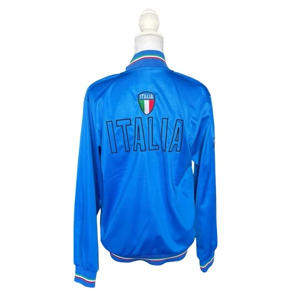 Italia Men’s Italy Track Jacket Blue Zip Up | Soccer Y2K | Size M - Picture 4 of 10
